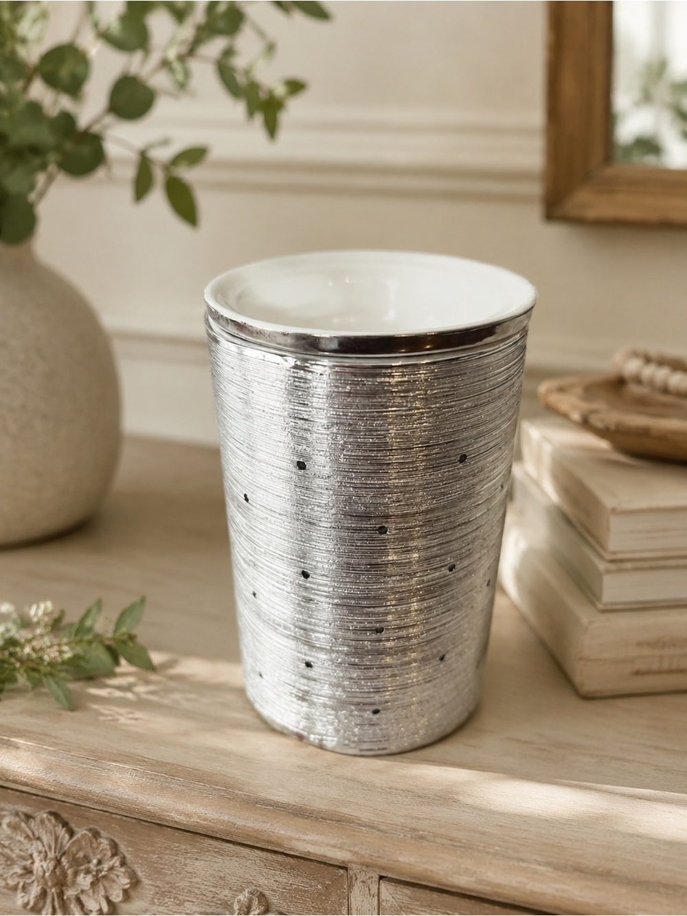Scentsy Etched Core Silver Full Size Electric Wax Warmer